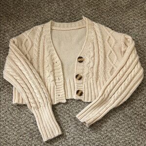 SHEIN Cable Knit Cropped Cardigan